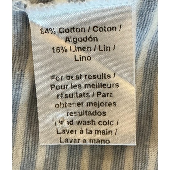 Peter Millar Collection Polo Shirt Men's Large Blue White Stripe Cotton Linen - Picture 5 of 7